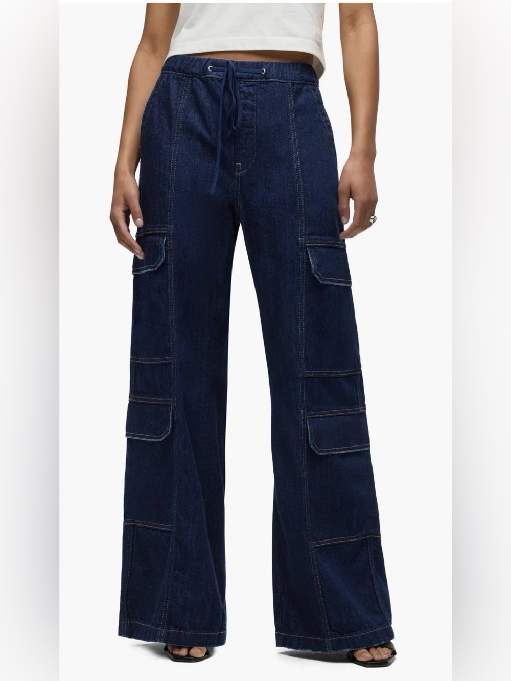NWT $265 Hudson Evening Day Wide Leg Cargo Jean with Drawstring Size Small